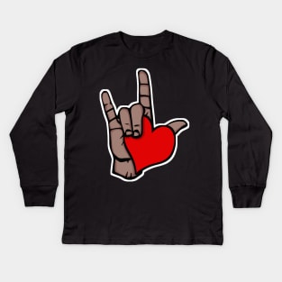 I Love You in American Sign Language #2 / Heart Design Kids Long Sleeve T-Shirt